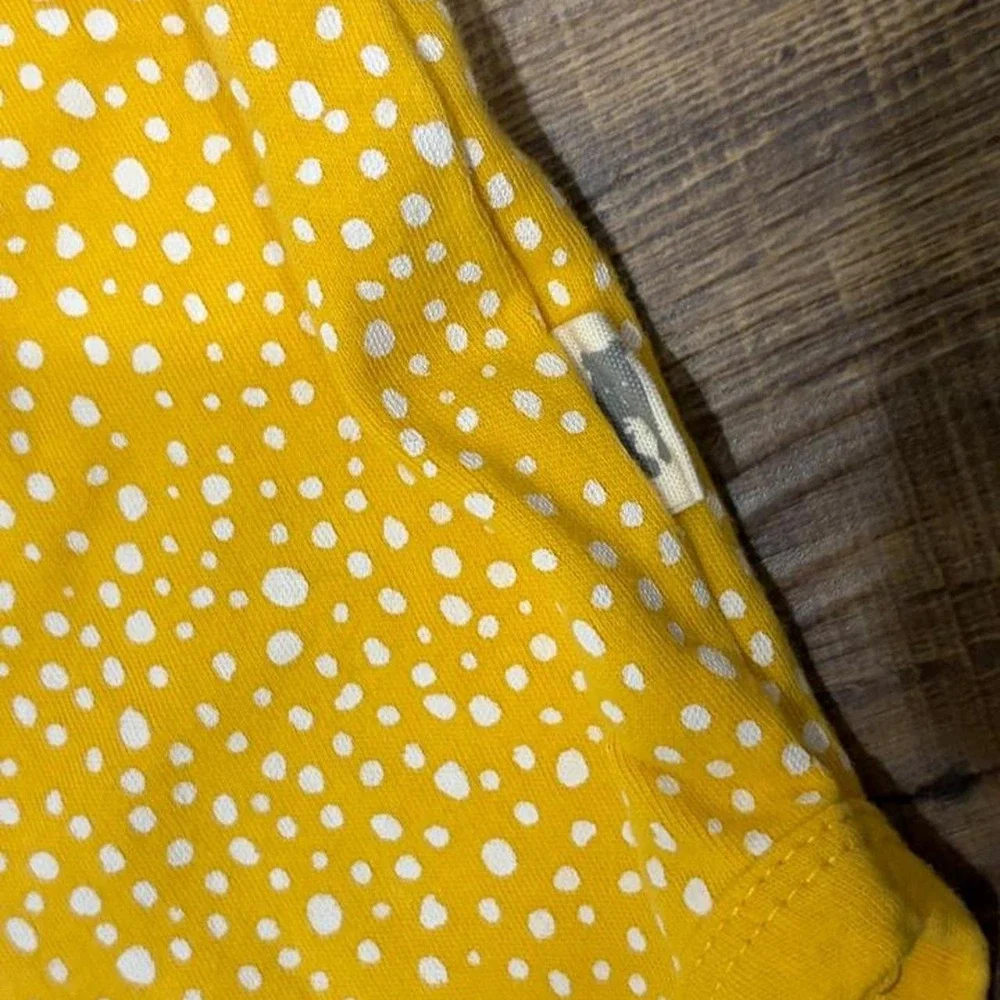 'Rabbit & Bear 3-6 mo organic cotton yellow bodysuit with white polka dots